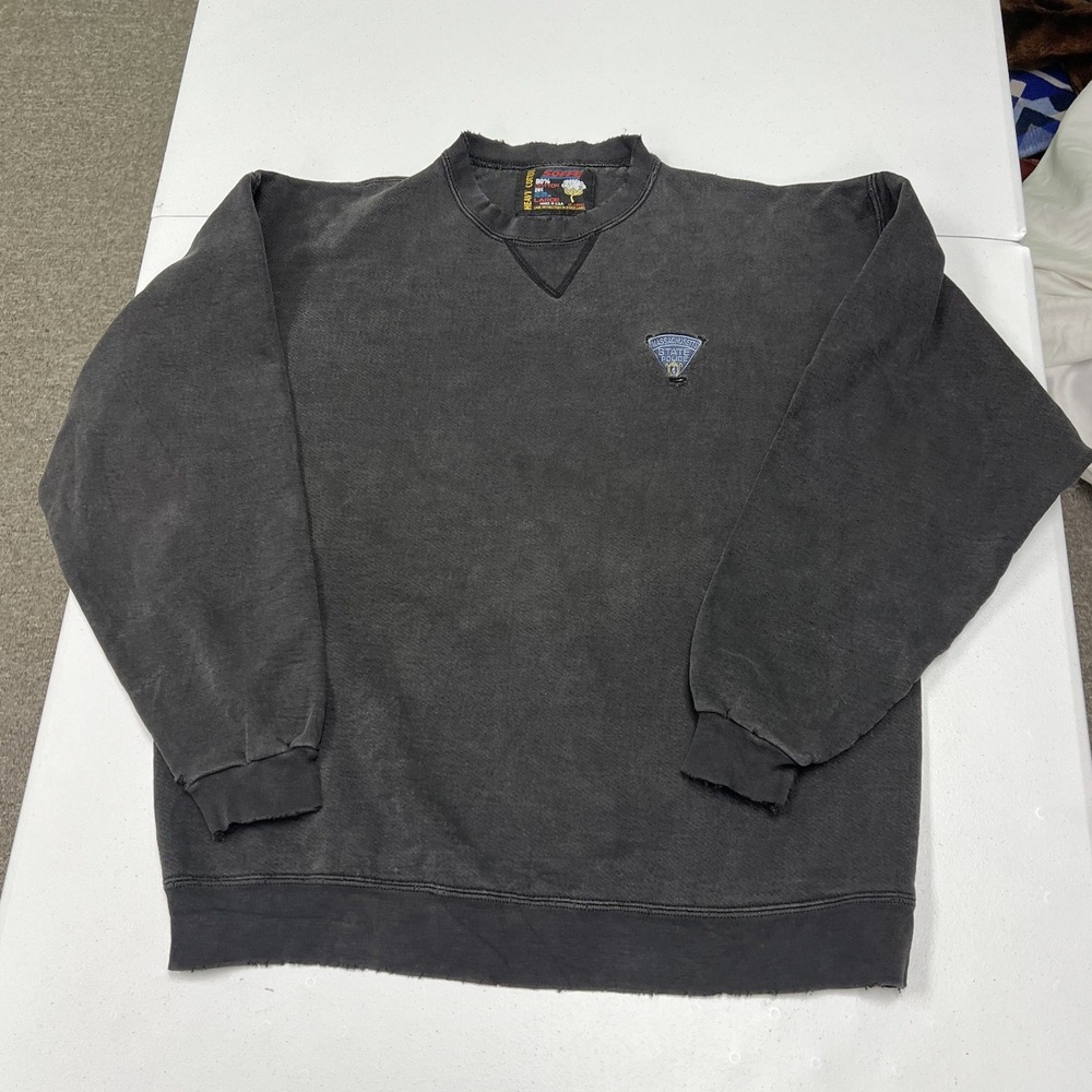 Soffe Sweatshirt Mens Large Black Fair Distressed Massachusetts State Police USA